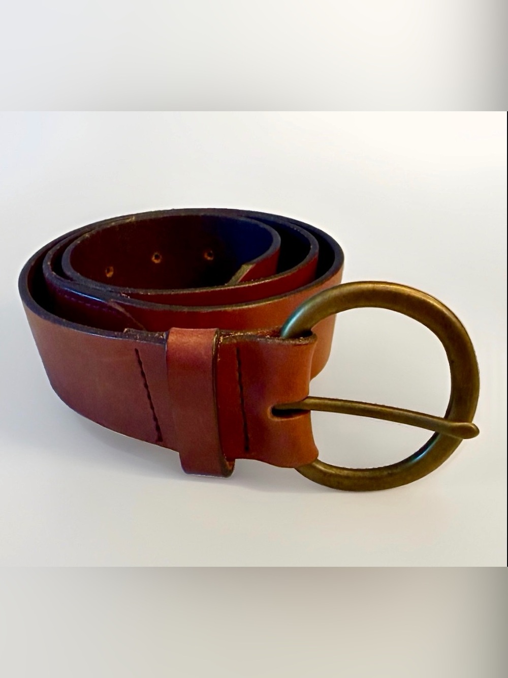 VTG 90s Gap 1969 Jeans Genuine Brown Leather Belt Brass Buckle Made in USA Sz S